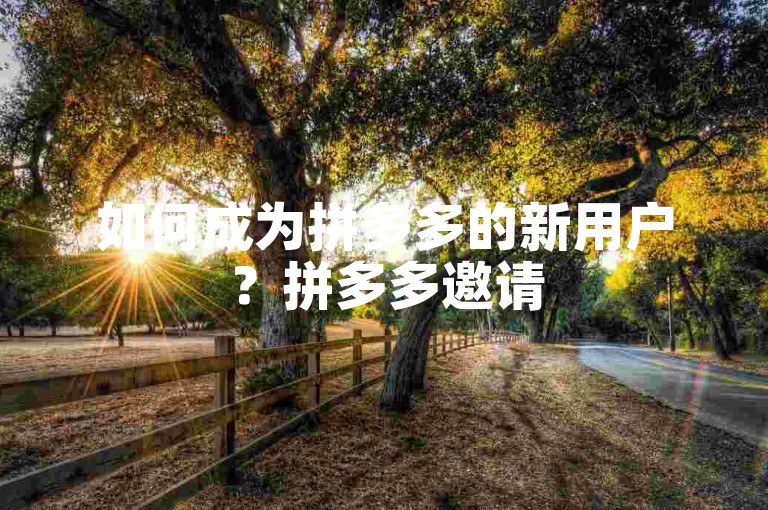 如何成为拼多多的新用户？拼多多邀请