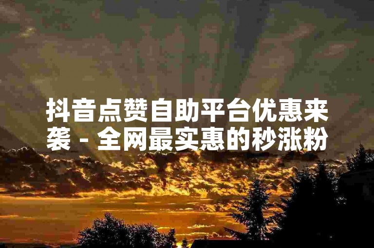 抖音点赞自助平台优惠来袭 - 全网最实惠的秒涨粉丝服务
