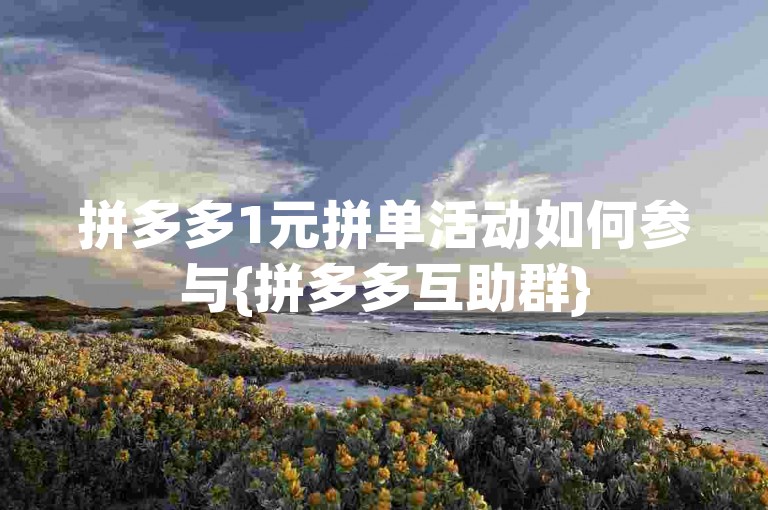 拼多多1元拼单活动如何参与{拼多多互助群}