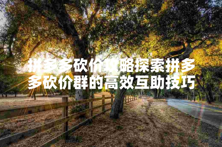 拼多多砍价攻略探索拼多多砍价群的高效互助技巧。