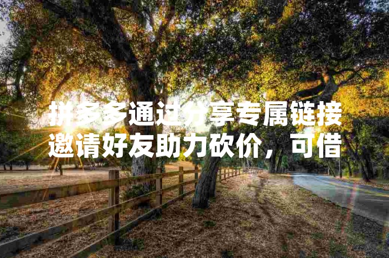 拼多多通过分享专属链接邀请好友助力砍价，可借助pdd砍价网站获取更多砍价机会。