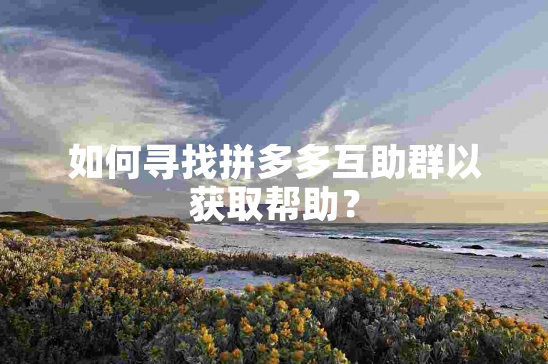 如何寻找拼多多互助群以获取帮助？