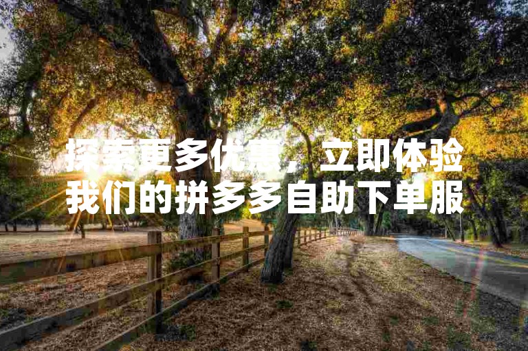 探索更多优惠，立即体验我们的拼多多自助下单服务，享受24小时不间断的便捷购物体验。