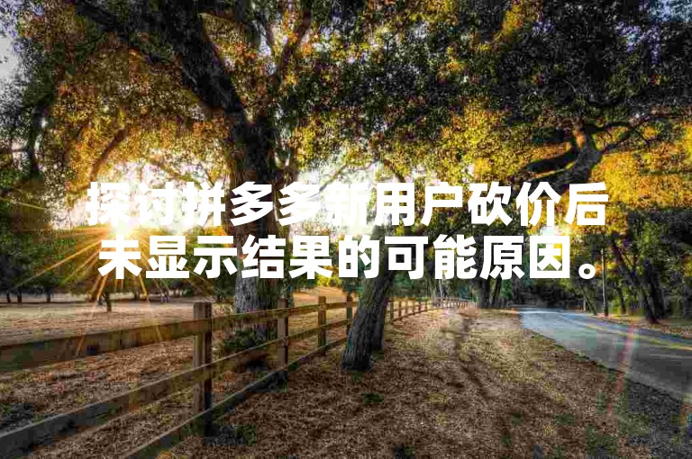 探讨拼多多新用户砍价后未显示结果的可能原因。