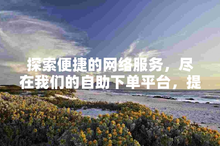 探索便捷的网络服务，尽在我们的自助下单平台，提供实惠的直播人气提升服务。