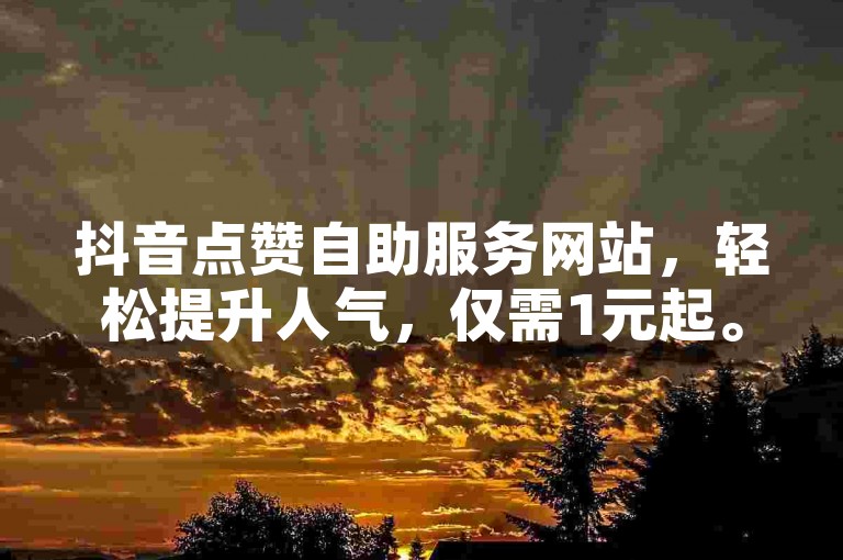抖音点赞自助服务网站，轻松提升人气，仅需1元起。