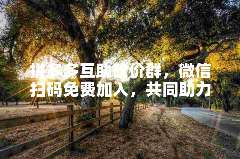 拼多多互助砍价群，微信扫码免费加入，共同助力得优惠。