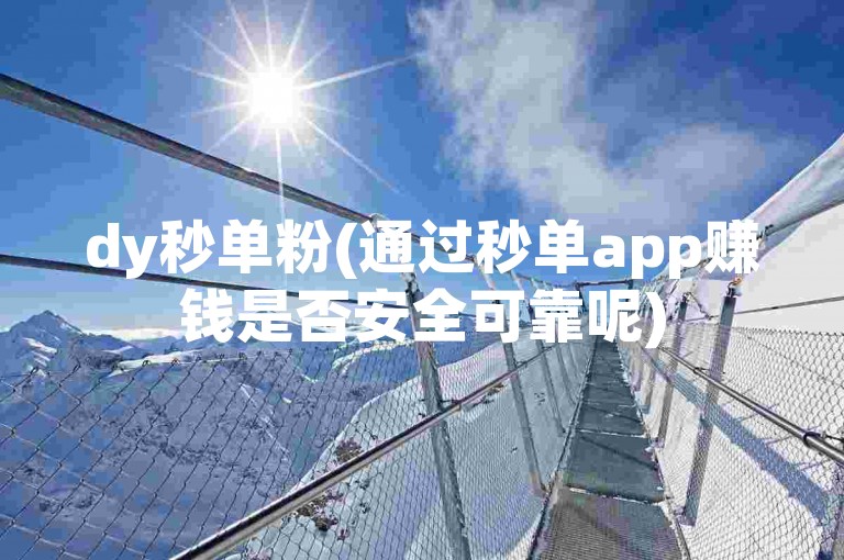 dy秒单粉(通过秒单app赚钱是否安全可靠呢)