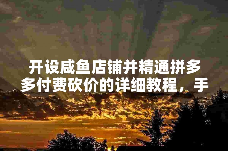 开设咸鱼店铺并精通拼多多付费砍价的详细教程，手把手指导你完成每一个步骤。