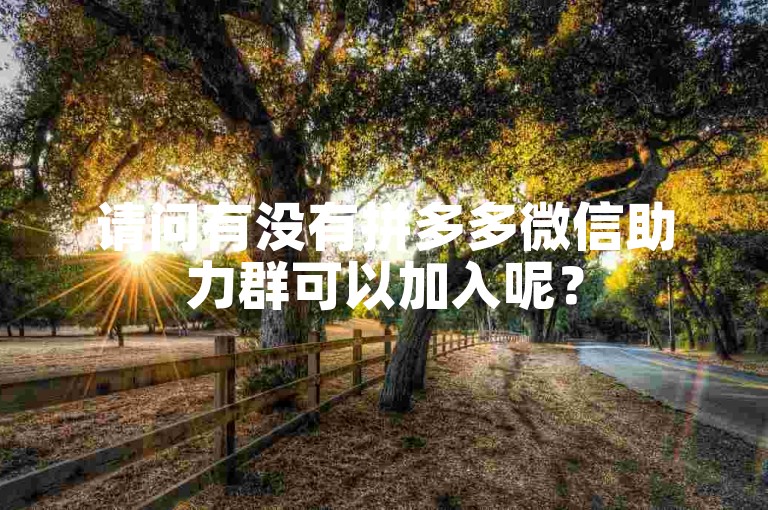 请问有没有拼多多微信助力群可以加入呢？