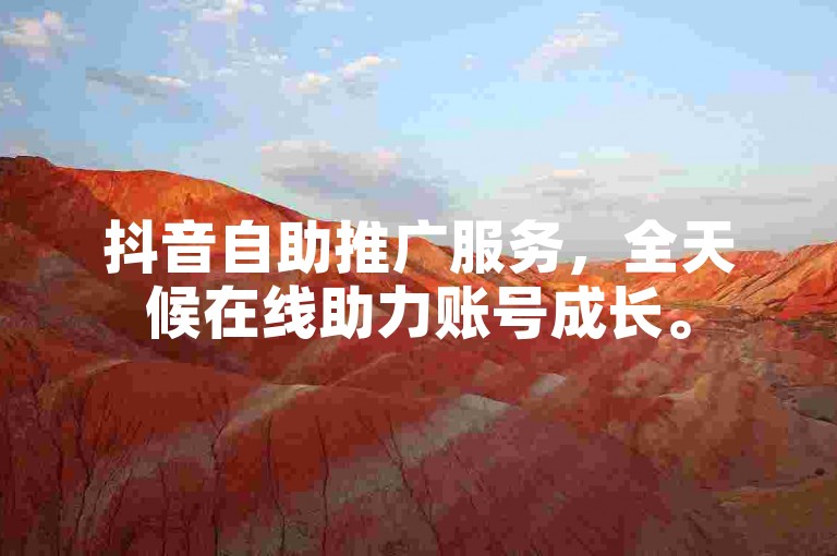 抖音自助推广服务，全天候在线助力账号成长。
