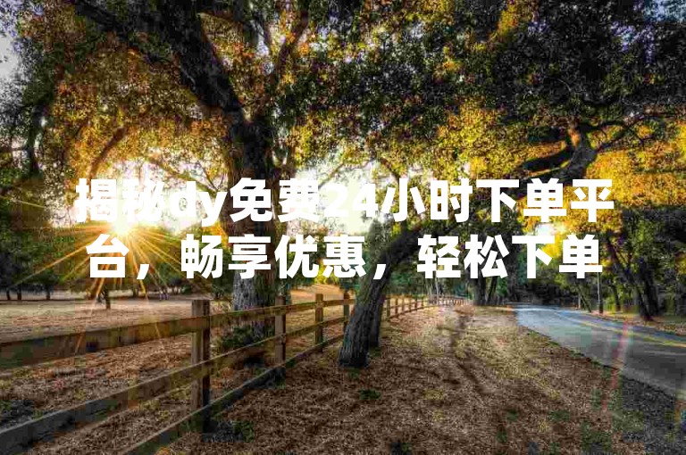 揭秘dy免费24小时下单平台，畅享优惠，轻松下单！