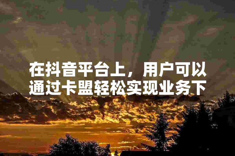 在抖音平台上，用户可以通过卡盟轻松实现业务下单，享受便捷高效的推广服务。