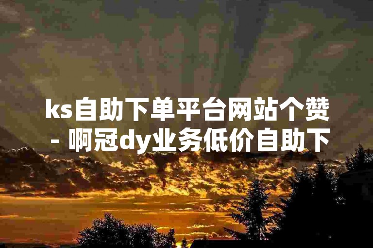 ks自助下单平台网站个赞 - 啊冠dy业务低价自助下单平台，为您提供便捷的在线服务。