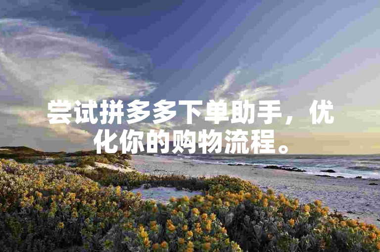 尝试拼多多下单助手，优化你的购物流程。