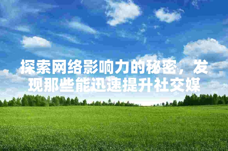 探索网络影响力的秘密，发现那些能迅速提升社交媒体关注度的神秘平台，如抖音粉丝快速增长服务和快手粉丝激增技巧。
