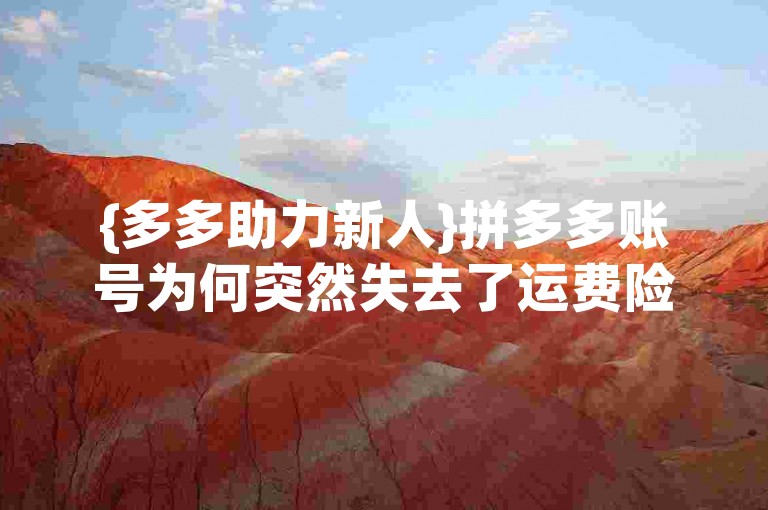 {多多助力新人}拼多多账号为何突然失去了运费险服务？
