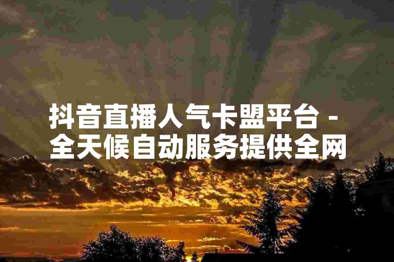 抖音直播人气卡盟平台 - 全天候自动服务提供全网最优惠的dou+助力。