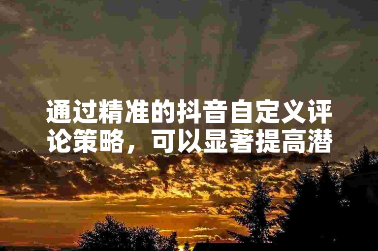 通过精准的抖音自定义评论策略，可以显著提高潜在客户的购买意愿，从而有效提升订单转化率。