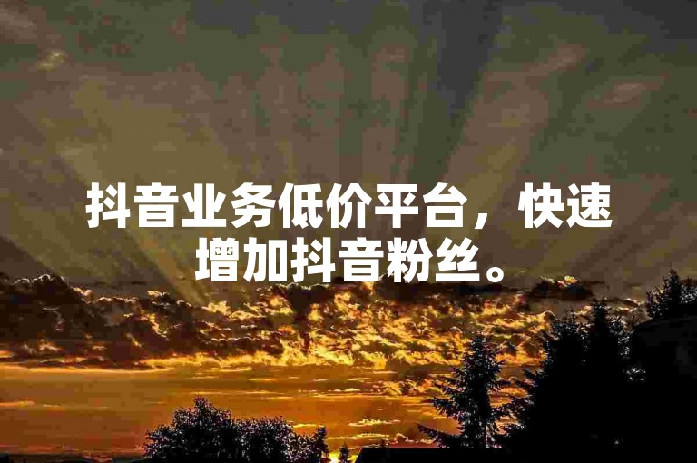 抖音业务低价平台，快速增加抖音粉丝。