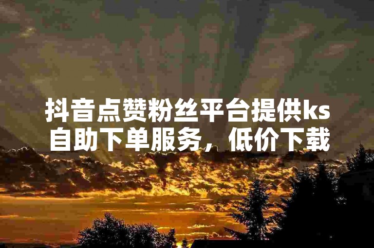抖音点赞粉丝平台提供ks自助下单服务，低价下载。