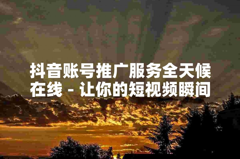 抖音账号推广服务全天候在线 - 让你的短视频瞬间火爆全网！