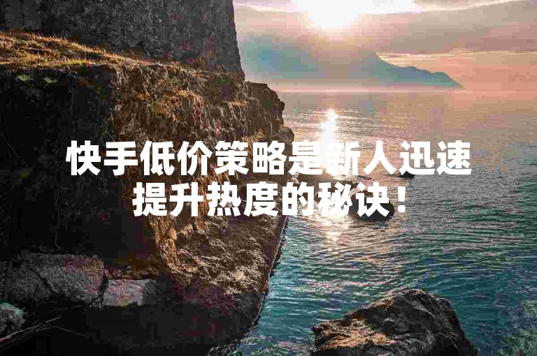 快手低价策略是新人迅速提升热度的秘诀！