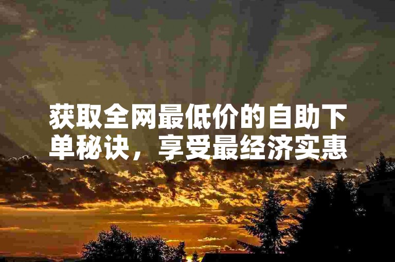 获取全网最低价的自助下单秘诀，享受最经济实惠的自助下单选项，确保您的花费降至最低！新手不容错过！