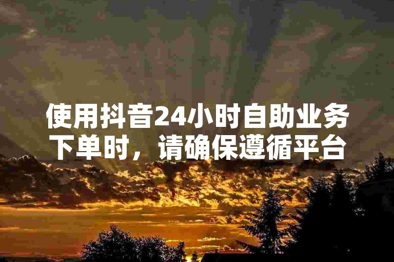 使用抖音24小时自助业务下单时，请确保遵循平台规则，以免账号受限。
