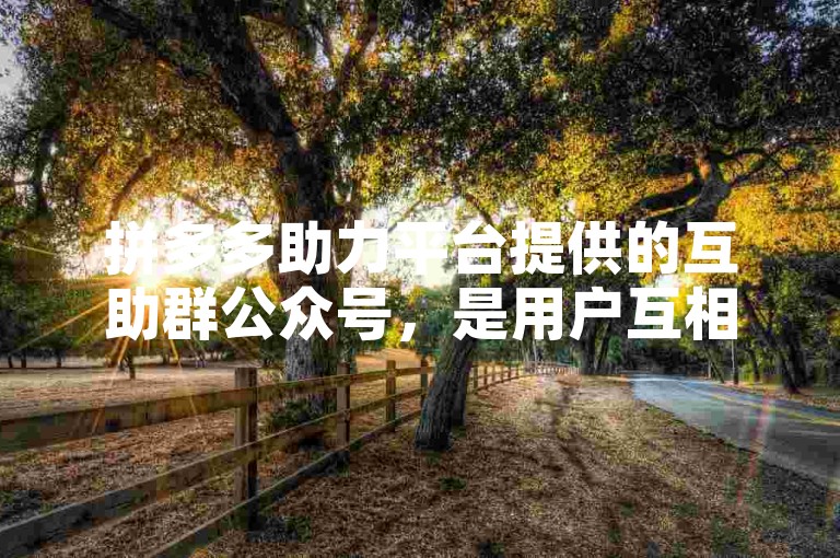 拼多多助力平台提供的互助群公众号，是用户互相帮助完成助力任务的便捷渠道。