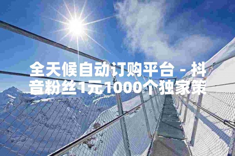 全天候自动订购平台 - 抖音粉丝1元1000个独家策略再出击