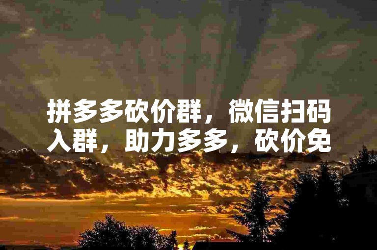 拼多多砍价群，微信扫码入群，助力多多，砍价免费。