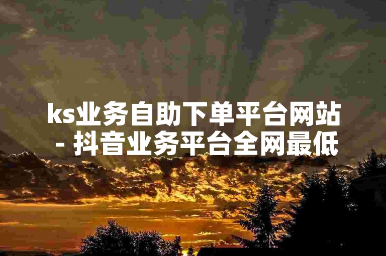 ks业务自助下单平台网站 - 抖音业务平台全网最低。