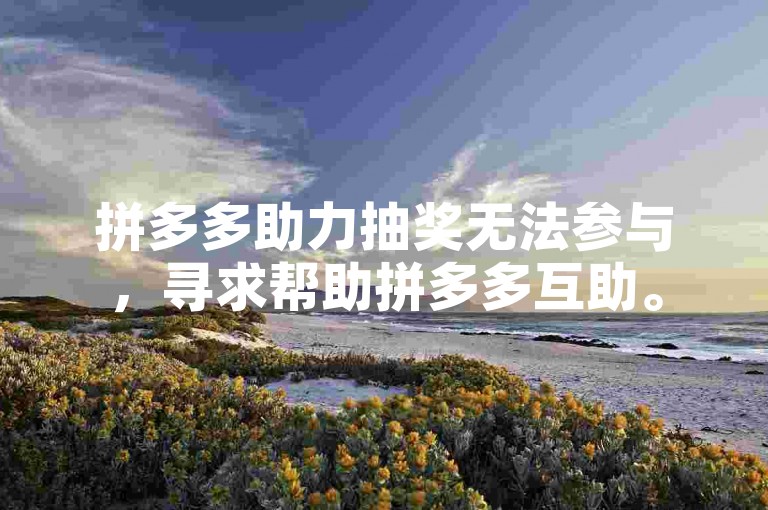 拼多多助力抽奖无法参与，寻求帮助拼多多互助。