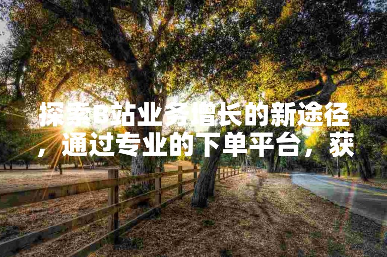 探索B站业务增长的新途径，通过专业的下单平台，获取卡盟提供的优质资源，轻松提升视频播放量。