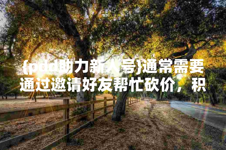 {pdd助力新人号}通常需要通过邀请好友帮忙砍价，积累足够的砍价人数后，才能成功获得商品折扣。