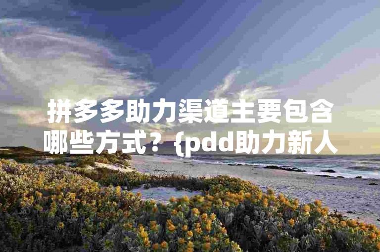 拼多多助力渠道主要包含哪些方式？{pdd助力新人}